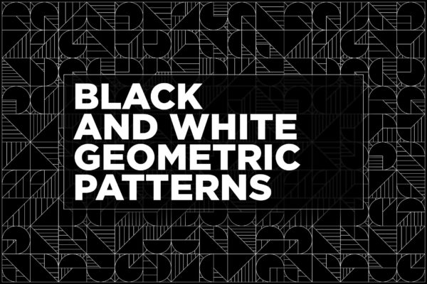 240款黑白色几何线稿图案背景素材 Black And White Geometric Patterns