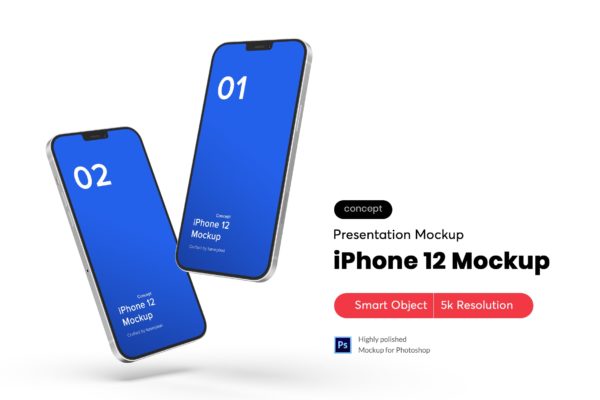 悬浮苹果iPhone 12手机概念样机模板 Floating iPhone Mockup 3.0 (Concept)