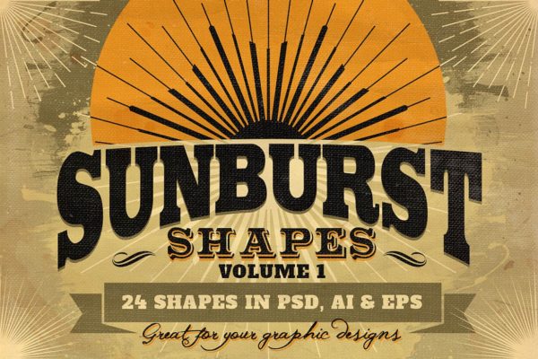 24款森伯斯特形状矢量素材 Sunbursts Shapes Vol.1