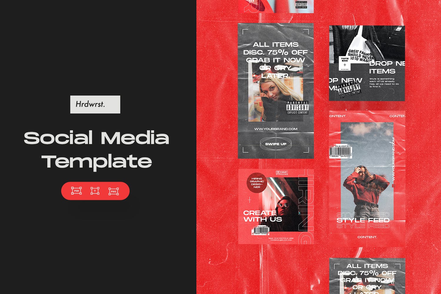 潮流服装品牌推广社交新媒体海报设计模板 Social Media Template插图