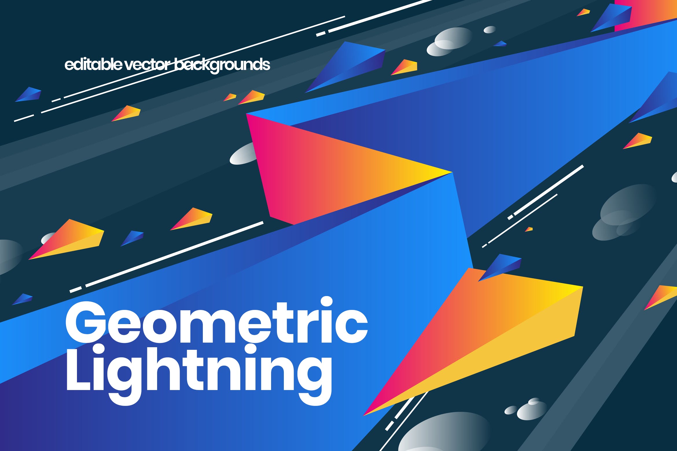 多彩抽象几何闪电矢量背景素材Geometric Lightning Backgrounds - 早道大咖