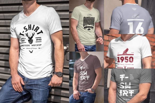 10款男士T恤印花设计展示样机模板 T-Shirt Mockup 5