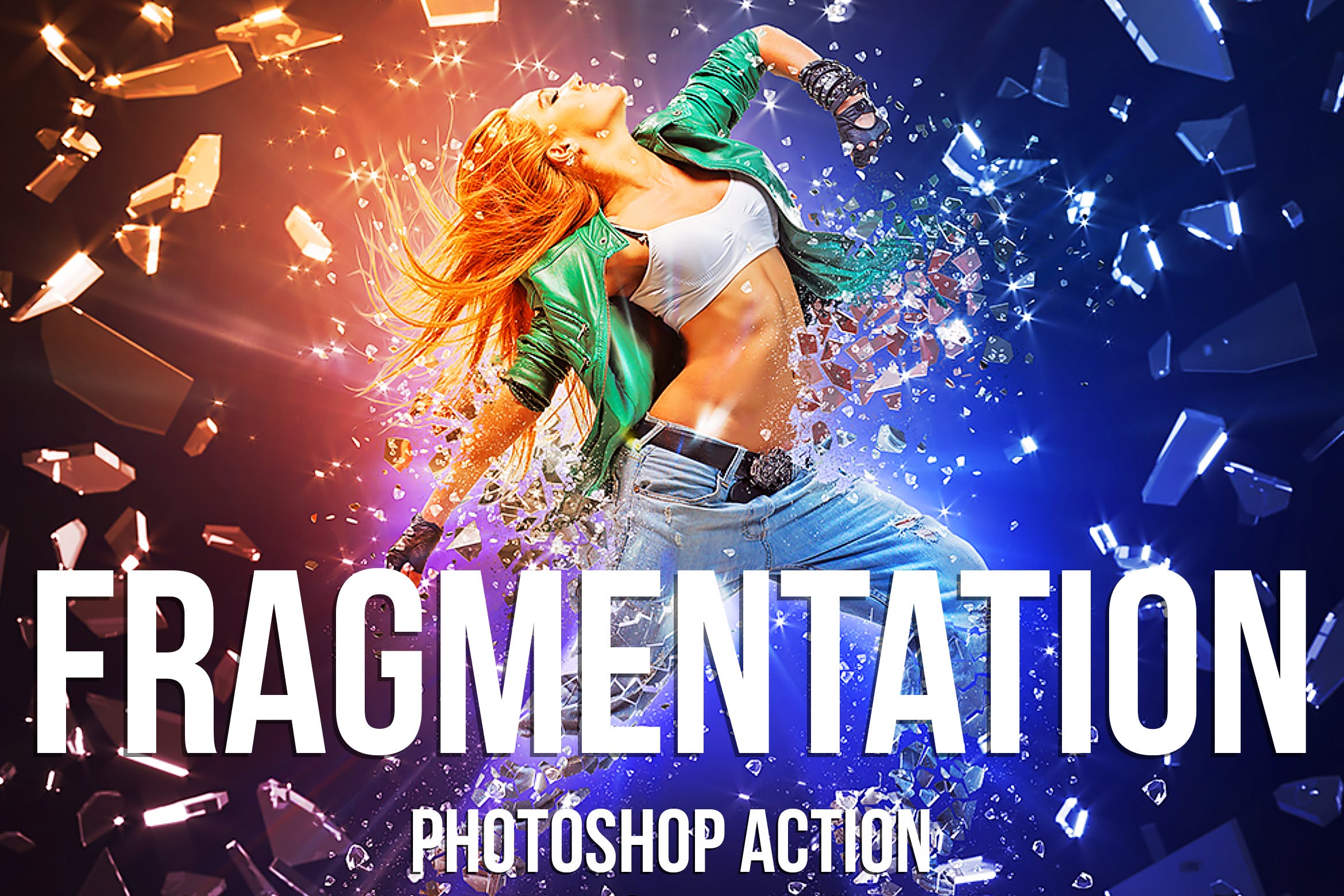 破碎玻璃效果照片处理特效PS动作 Fragmentation – Shattered Glass Photoshop Action插图
