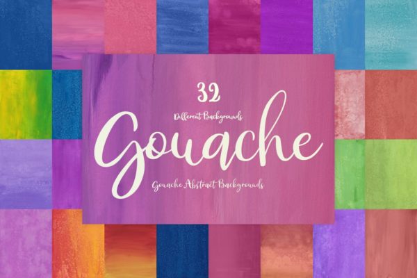 32款高清抽象多彩水彩背景素材 Gouache Abstract Backgrounds – Different Colors