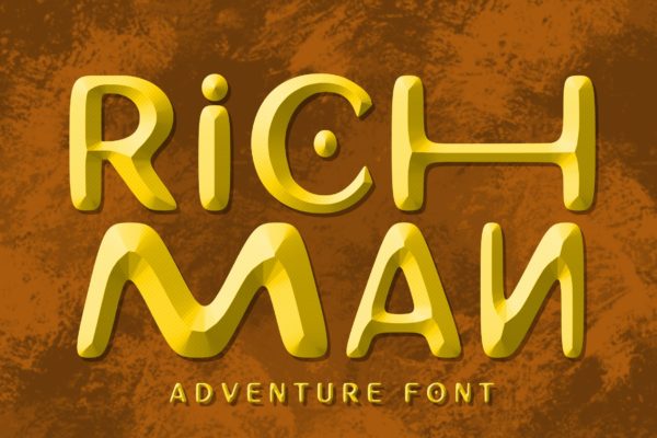 卡通手写3D立体字体PS文字样式毛笔 Richman Adventure Font