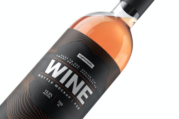 葡萄酒瓶标签设计样机模板 Wine Bottle Mockup Template