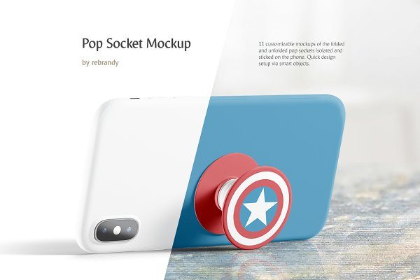 圆形手机吸盘印花设计样机模板 Pop Socket Mockup
