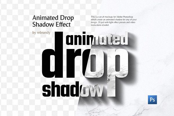 文字标题Logo投影动态效果展示样机模板 Animated Drop Shadow Effect