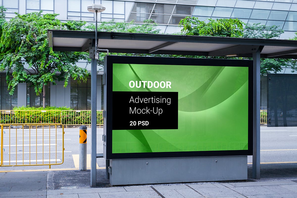 20款戶外車站廣告牌設計展示樣機模板 billboard outdoor advertising