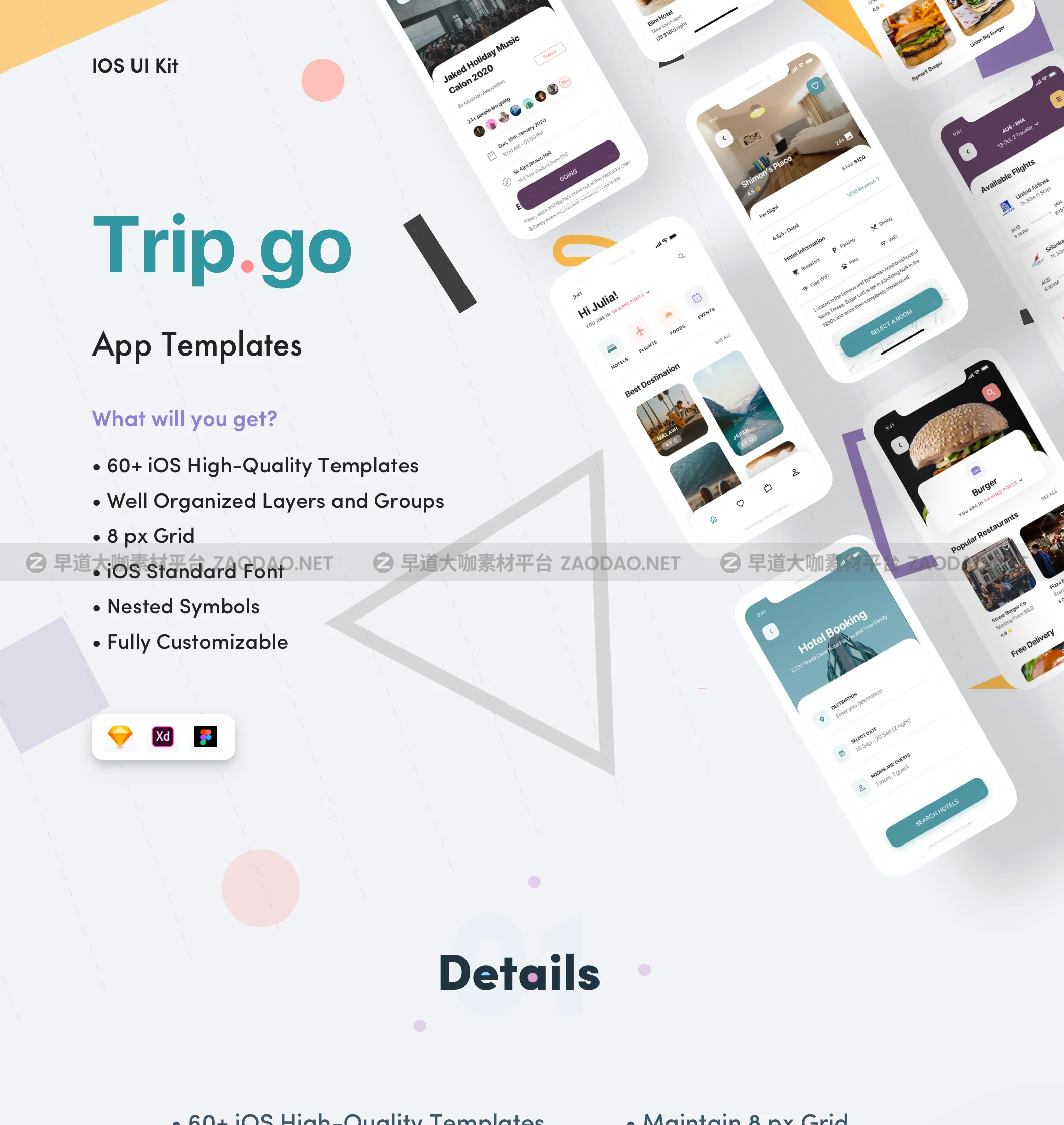 高清酒店预定APP应用程序设计UI套件 Trip Go Travel App UI Kit插图10