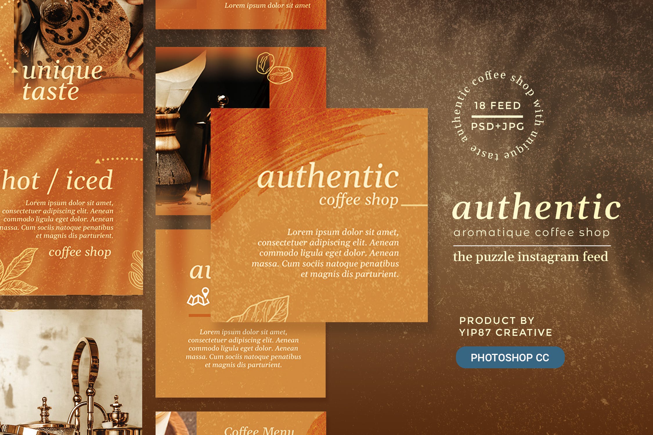 时尚咖啡店品牌推广新媒体海报设计模板autenthiccoffeecafe–