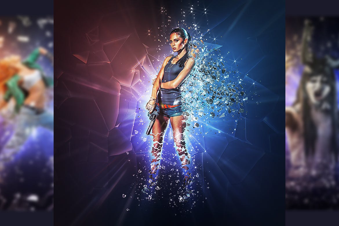 破碎玻璃效果照片处理特效PS动作 Fragmentation – Shattered Glass Photoshop Action插图1