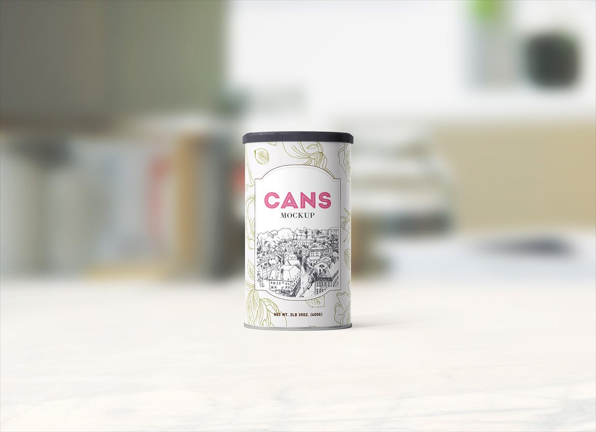 9款茶叶食品包装金属罐设计智能贴图样机模板 Can Mockup Packaging插图1