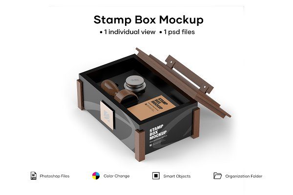 邮票盒外观设计展示样机模板 Stamp Box Mockup