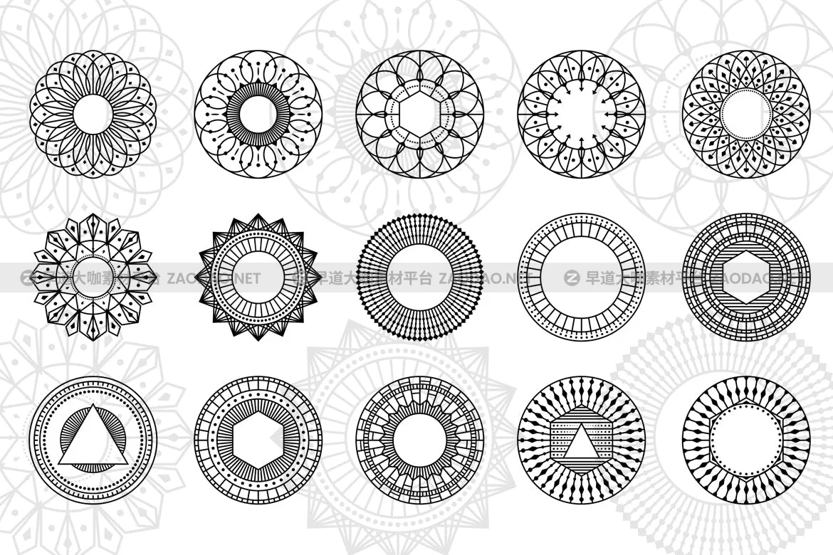 100款抽象几何线稿矢量背景图案素材 100 Geometric Vector Shapes CSH插图2