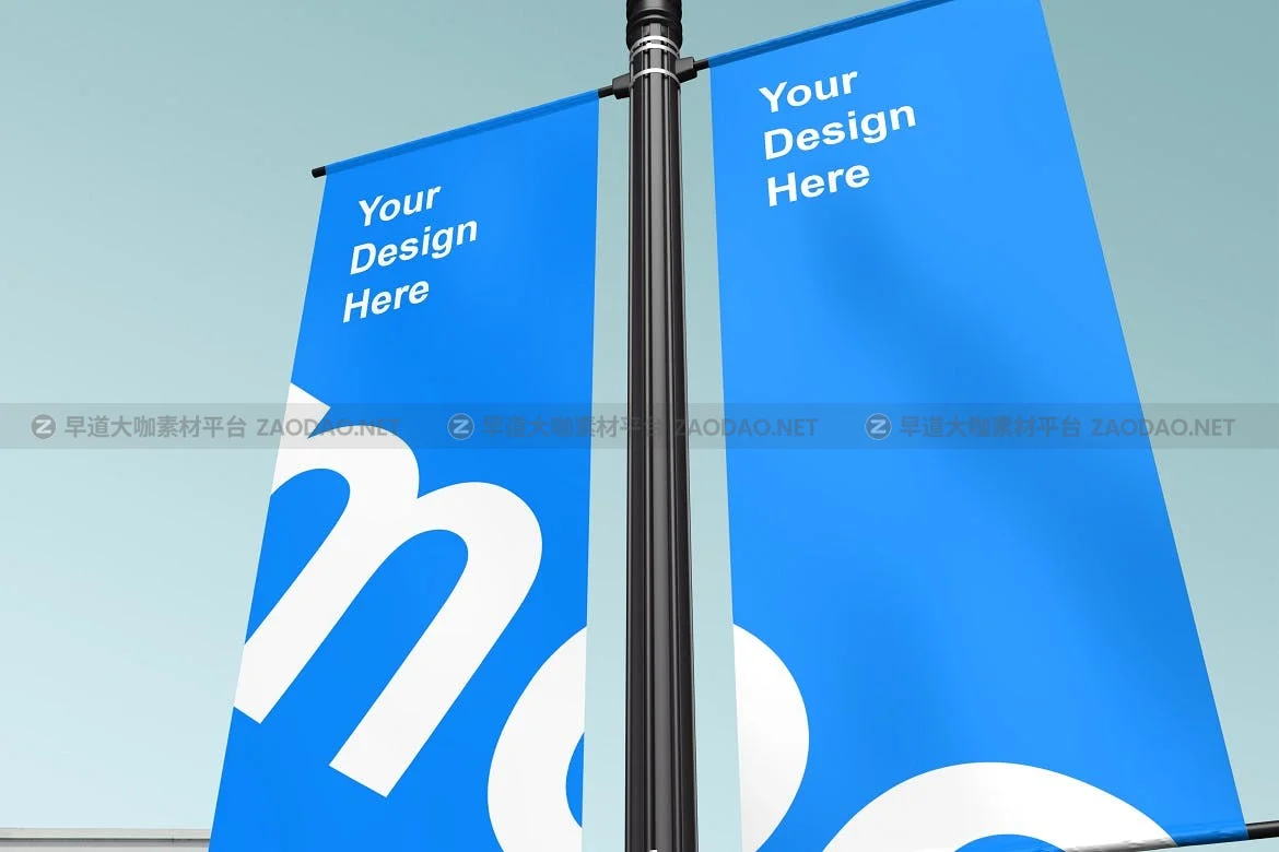 城市灯柱旗帜横幅广告样机 Lamp Post Banner Mockup插图2