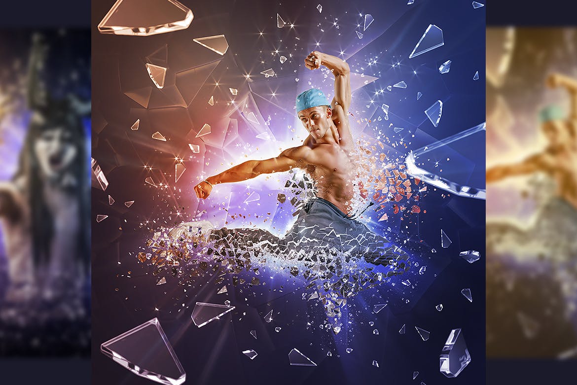 破碎玻璃效果照片处理特效PS动作 Fragmentation – Shattered Glass Photoshop Action插图3