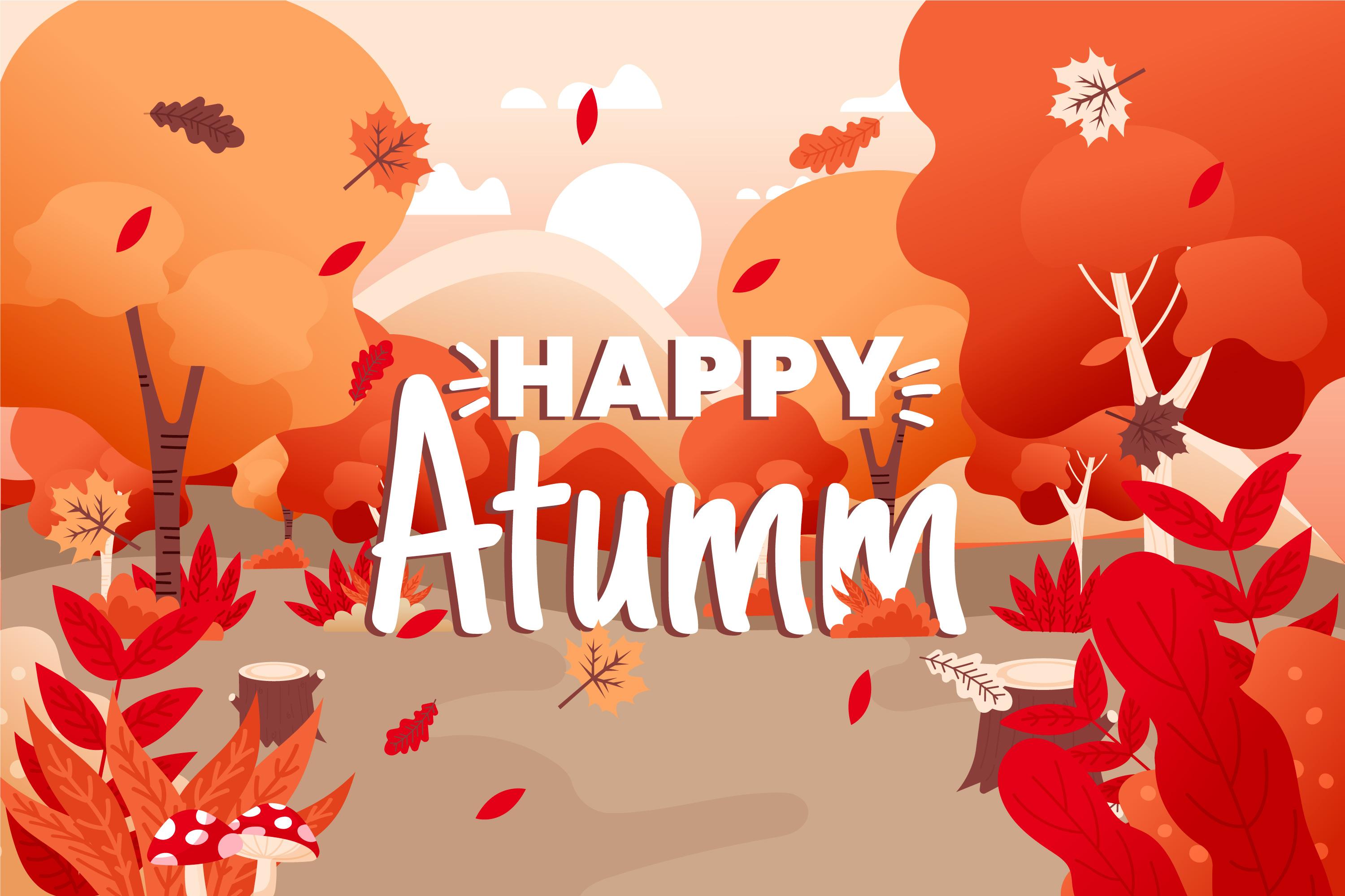 11款多彩秋季元素平面插图矢量素材 autumn background flat design
