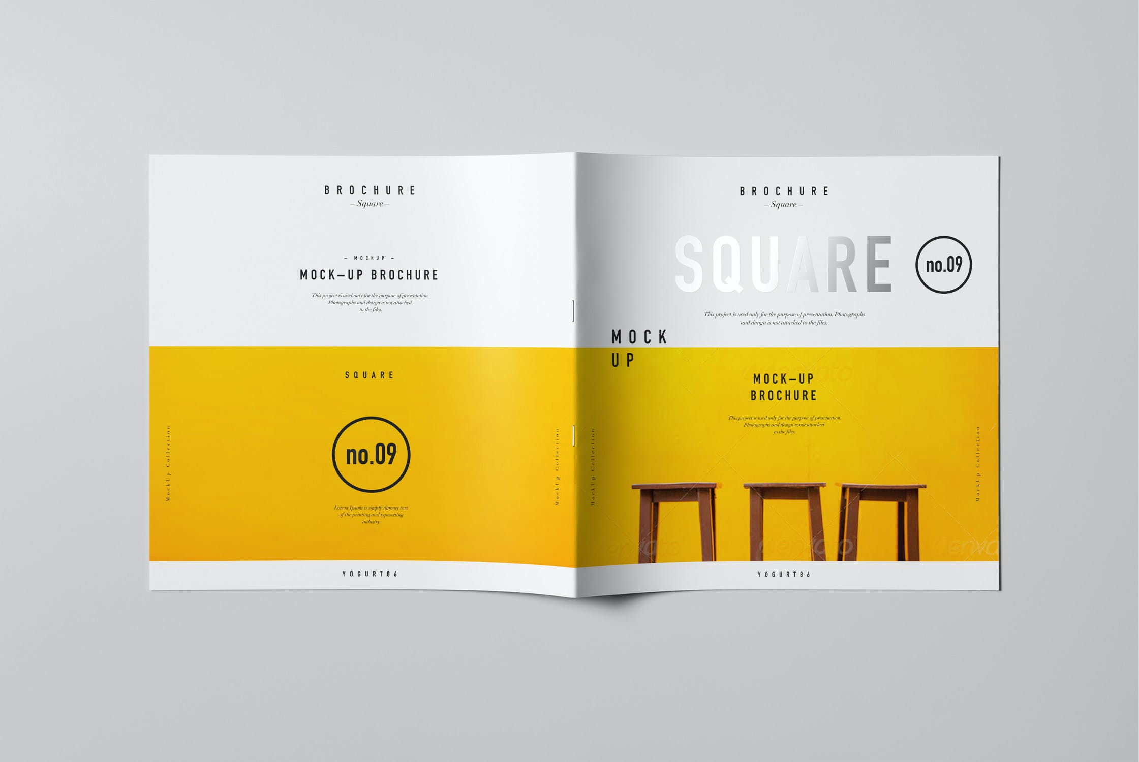 8款方形杂志画册设计展示样机模板 square brochure mockup