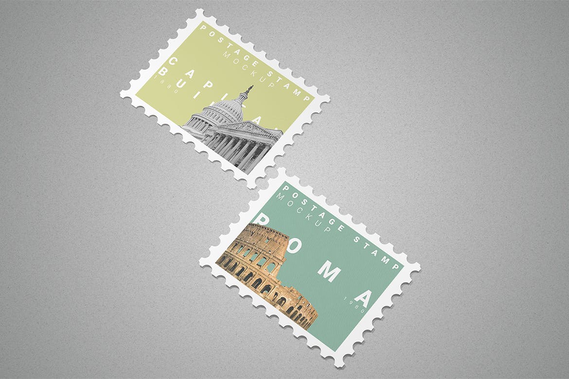 10款集邮纪念邮票文创设计样机模板postagestampmockup10psdfiles