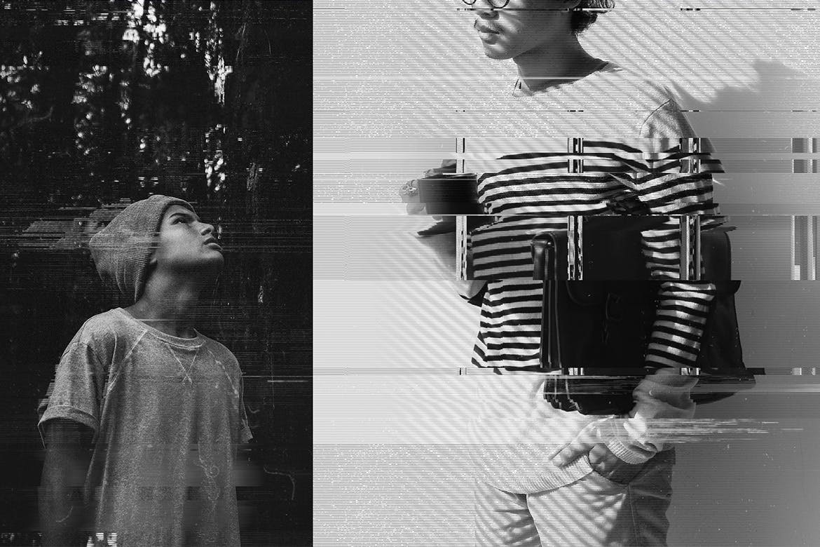 失真故障风照片处理psd模板 grunge | glitch photo fx