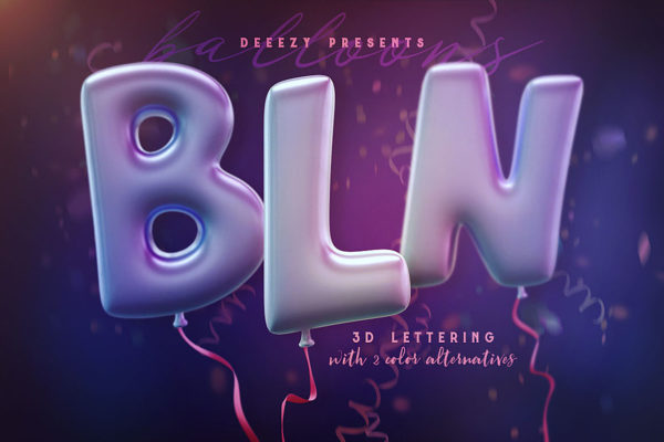 45款高清气球3D字母数字字体设计PNG图片素材 Balloons – 3D Lettering