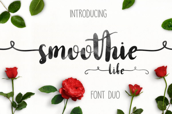 手写螺旋签名英文字体下载 Smoothie Life [Font Duo]