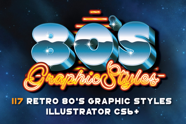 117种80年代复古3D立体徽标标题设计AI样式 80S Retro Graphic Styles