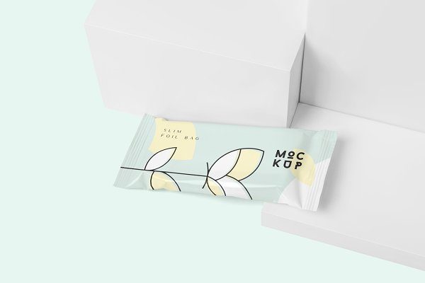 食品巧克力铝箔袋样机 Small Slim Foil Bag Mockups