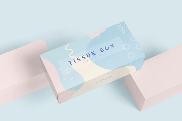 矩形纸巾纸盒设计展示样机模板 Rectangle Tissue Box Mockup