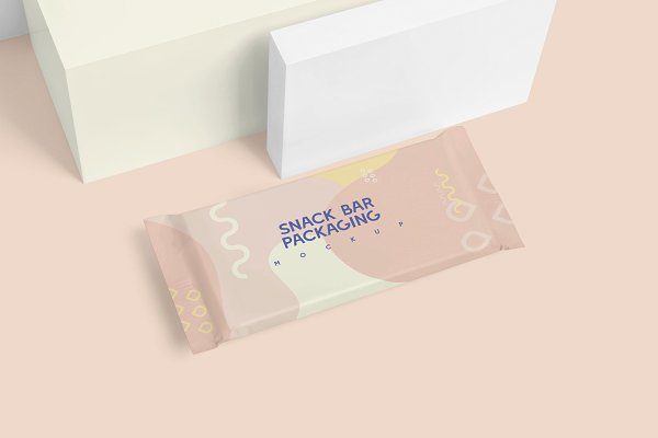 食品小零食铝箔包装袋设计展示样机 Foil Snack Bar Packaging Mockups