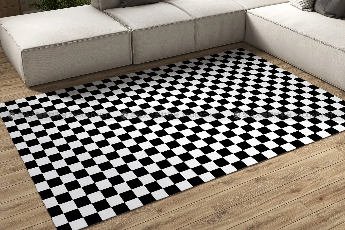 室内地毯印花设计展示样机模板 Carpet Loft Interior Mockup Set 01插图1