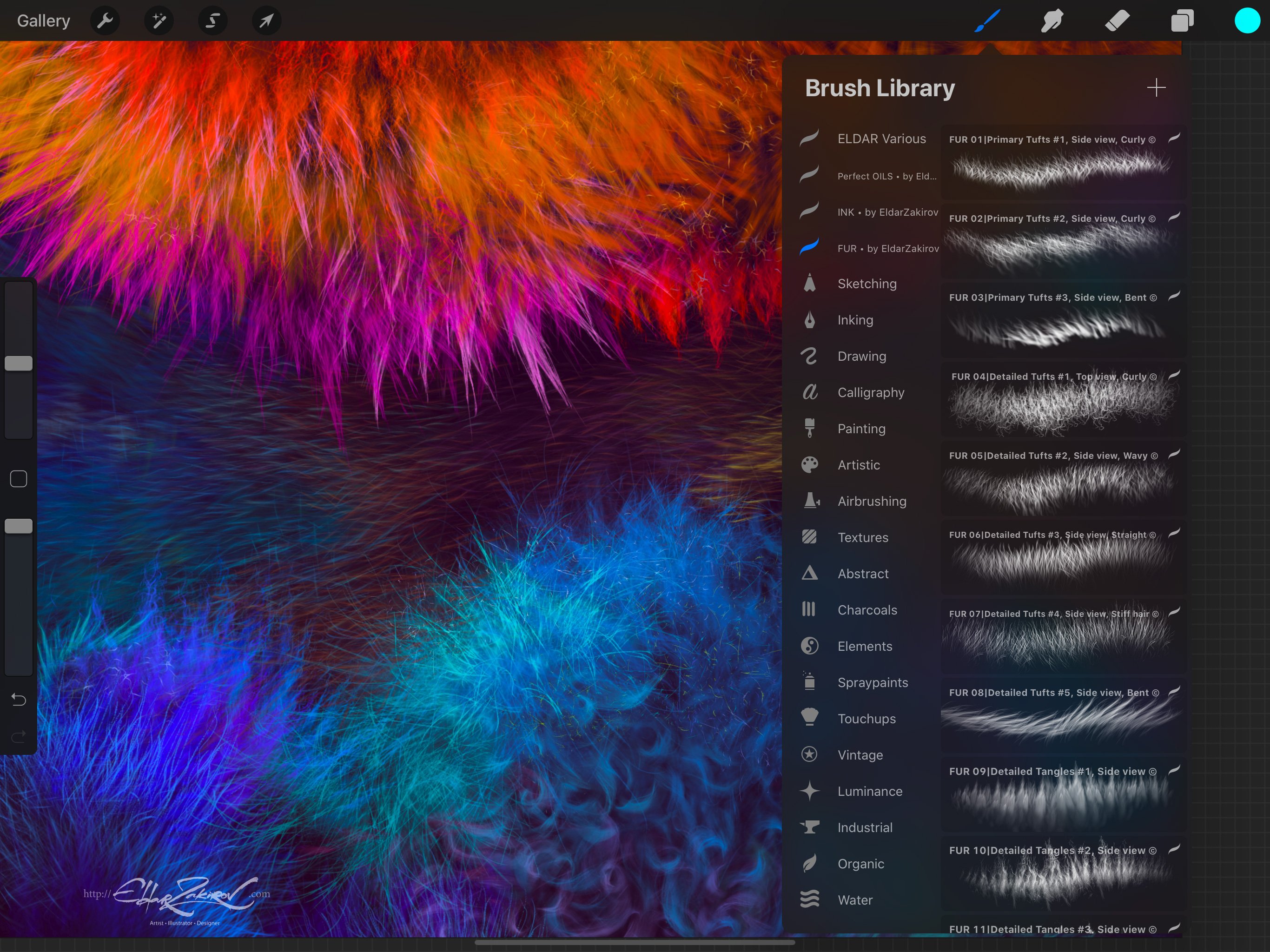 28个逼真毛茸茸毛发procreate笔刷下载 28 realistic fur brushes for