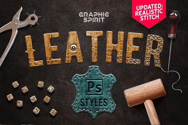 真皮皮革皮质背景纹理PS图层样式 Leather Layer Styles For Photoshop