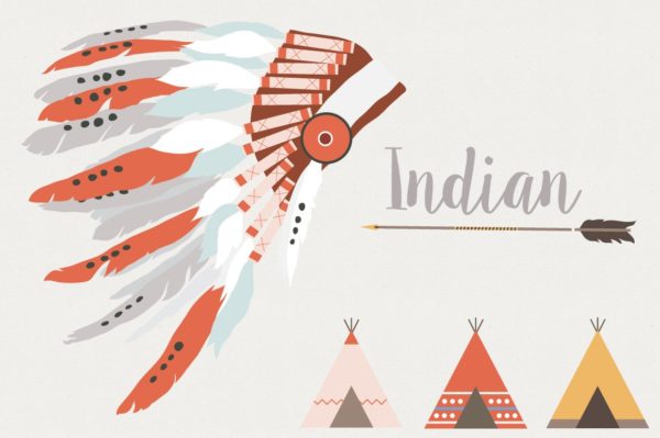印第安民族风图案设计矢量素材 Indian