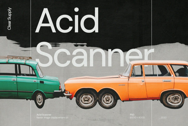 60款高清扭曲故障位移海报设计效果样机PSD模版设计素材 Clear Supply – Acid Scanner