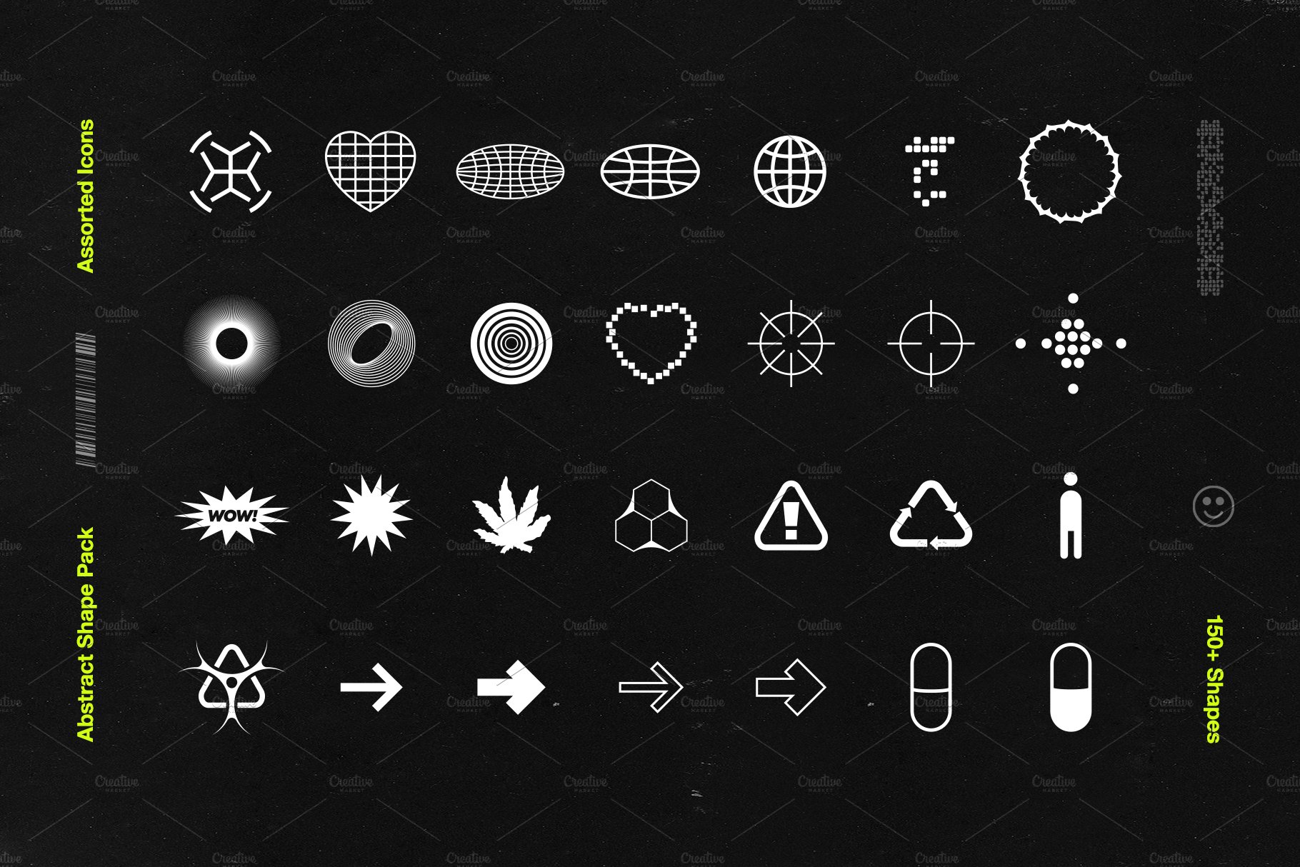165款矢量几何图形图标平面广告设计素材合集 Abstract Shape Pack | 150+ Icons!