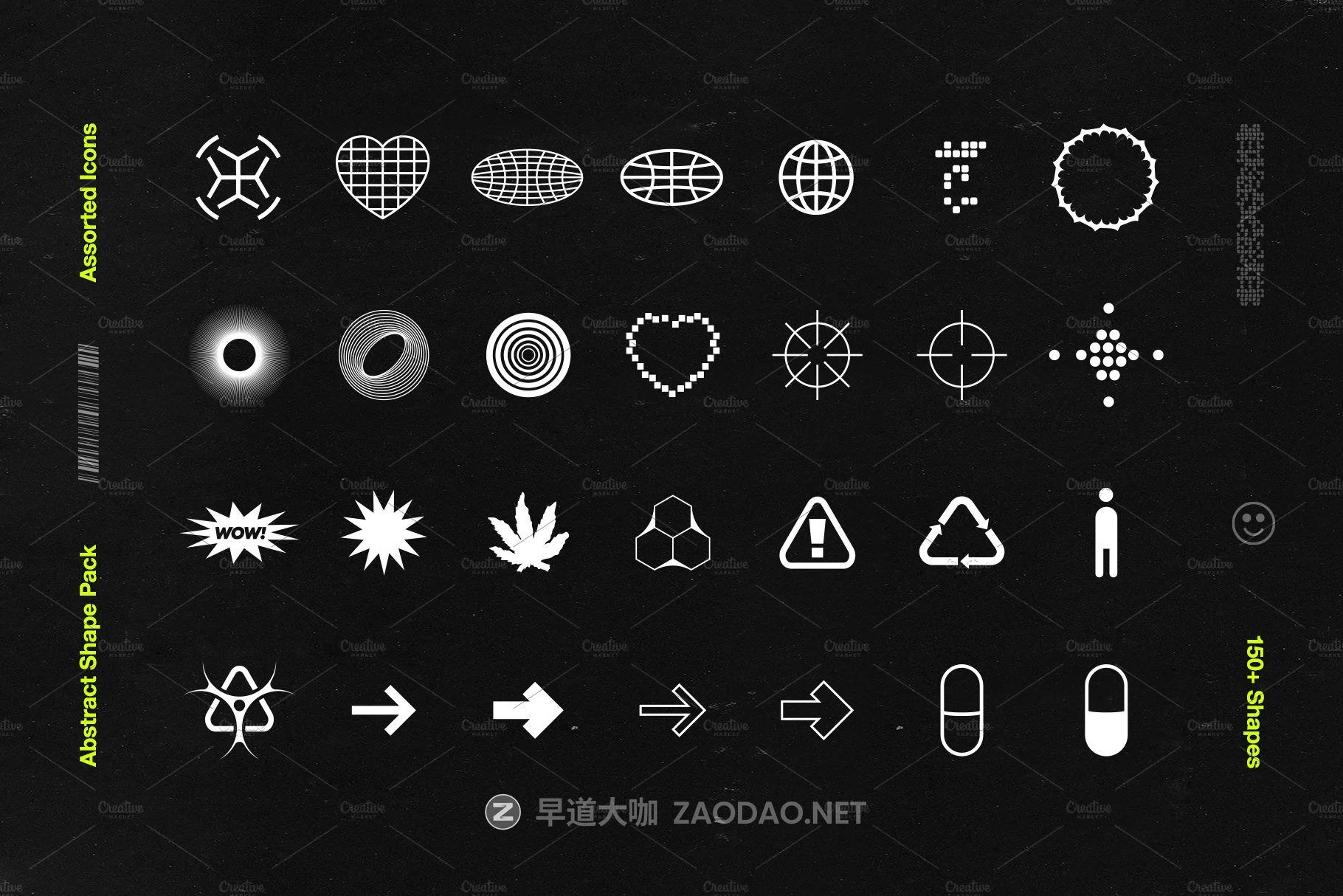 165款矢量几何图形图标平面广告设计素材合集 Abstract Shape Pack | 150+ Icons!