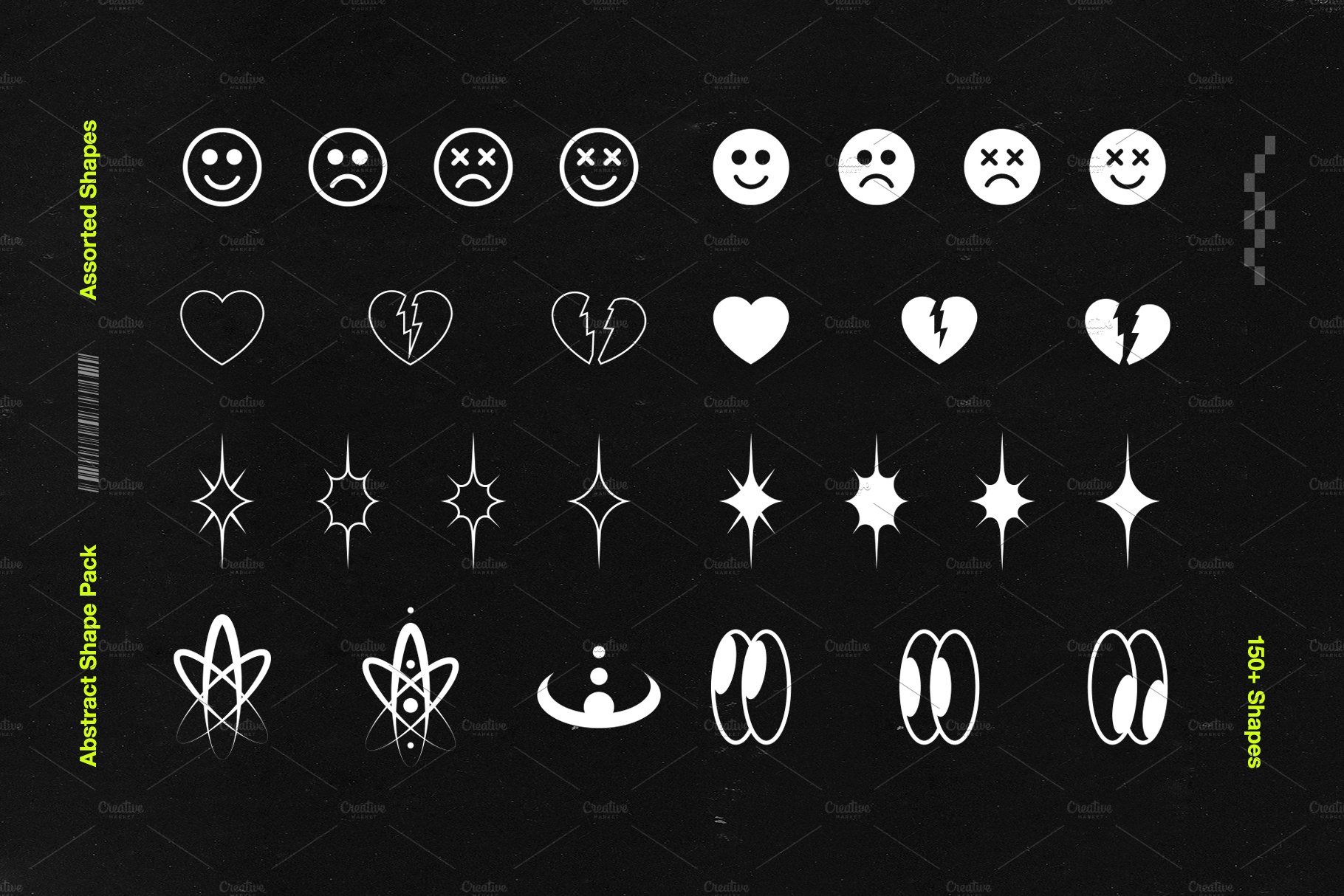 165款矢量几何图形图标平面广告设计素材合集 Abstract Shape Pack | 150+ Icons!