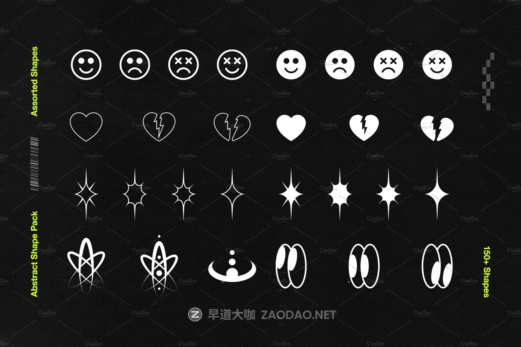 165款矢量几何图形图标平面广告设计素材合集 Abstract Shape Pack | 150+ Icons!