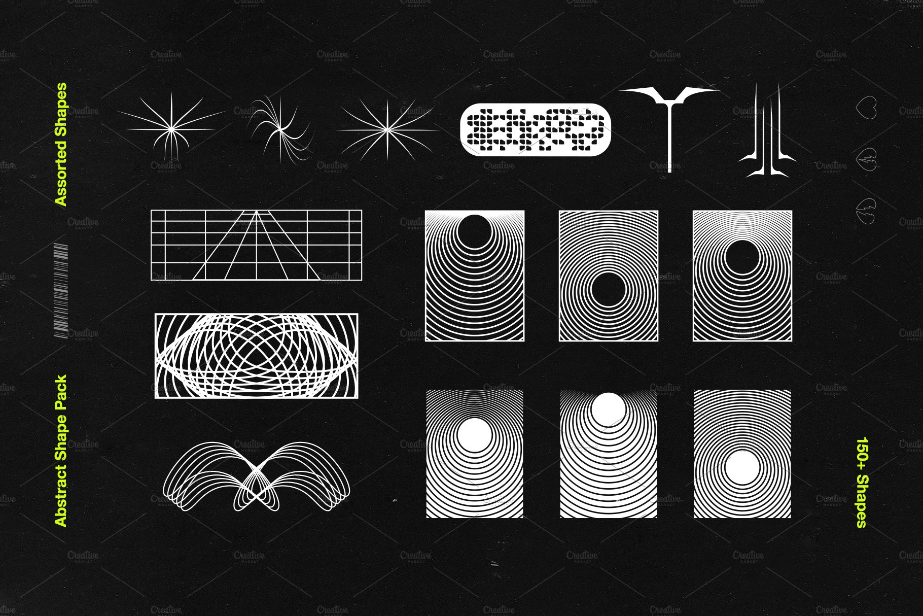 165款矢量几何图形图标平面广告设计素材合集 Abstract Shape Pack | 150+ Icons!