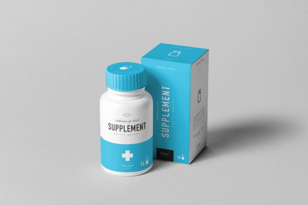 9款药物补充塑料瓶包装盒设计展示样机模板 Supplement Jar & Box Mockup 9