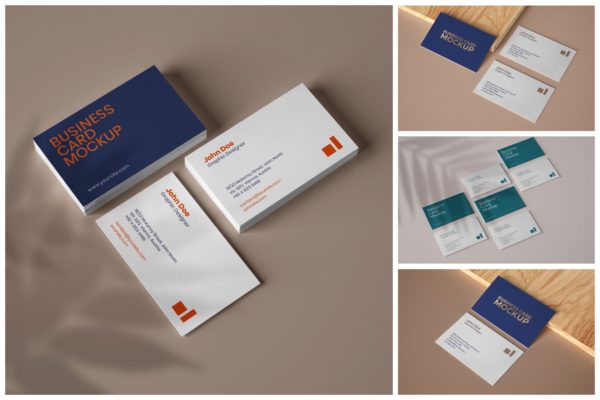 6款商务名片卡片设计展示样机 Elegant Business Card Mockup Set