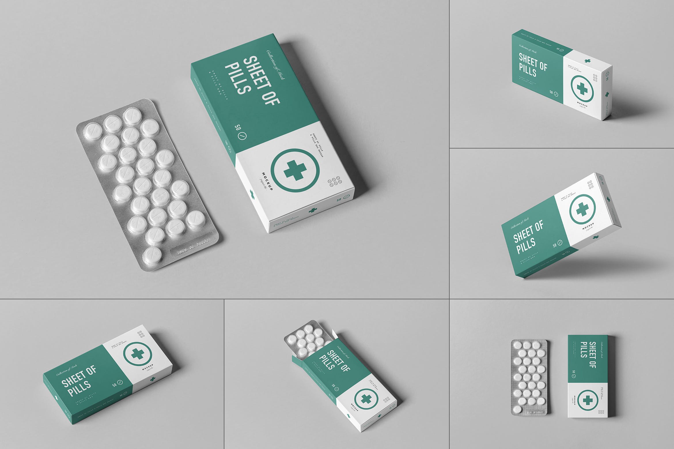 8款医疗药片包装盒设计展示样机模板pillsboxmockup