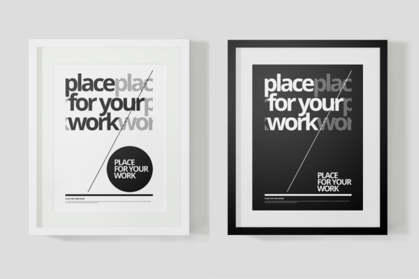 时尚绘画艺术品海报照片展示相框样机PSD模板 Frame For Your Work
