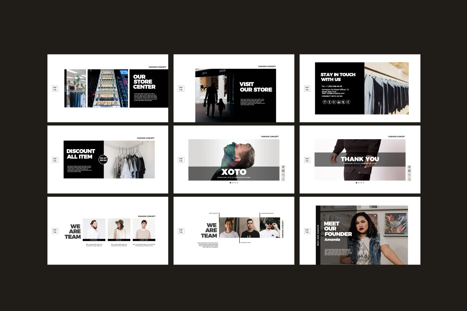 时尚简约服装设计作品集演示文稿模板 Xoto – Fashion Minimal Powerpoint插图7