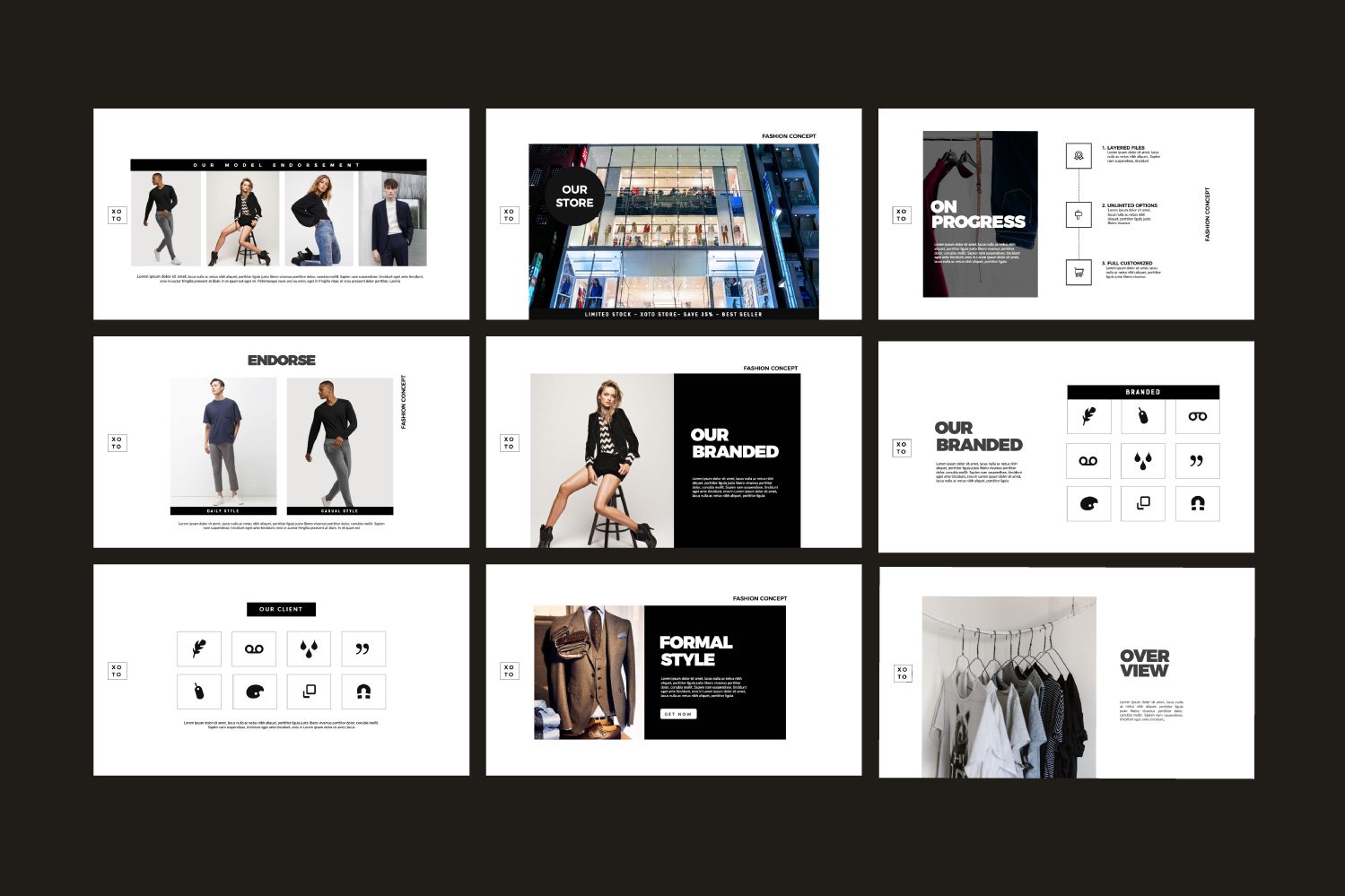时尚简约服装设计作品集演示文稿模板 Xoto – Fashion Minimal Powerpoint插图8