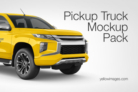 8款皮卡汽车外观设计展示样机模板 Pickup Truck Mockup Pack