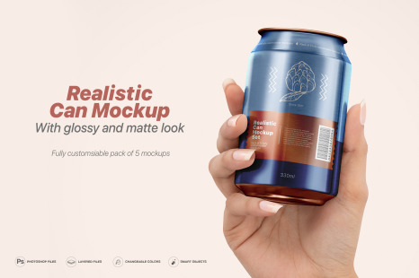 苏打水饮料易拉罐设计展示样机模板合集 Realistic Can Mockup Set