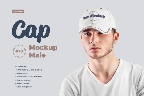 5款男士半球帽设计样机 5 Mockups Men’s Cap